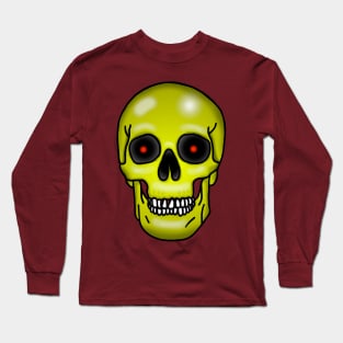 Skull, jaundice yellow, no background Long Sleeve T-Shirt